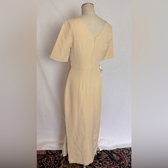 JS Collections Ashley Draped Column Gown in Champagne - Picture 7 of 16